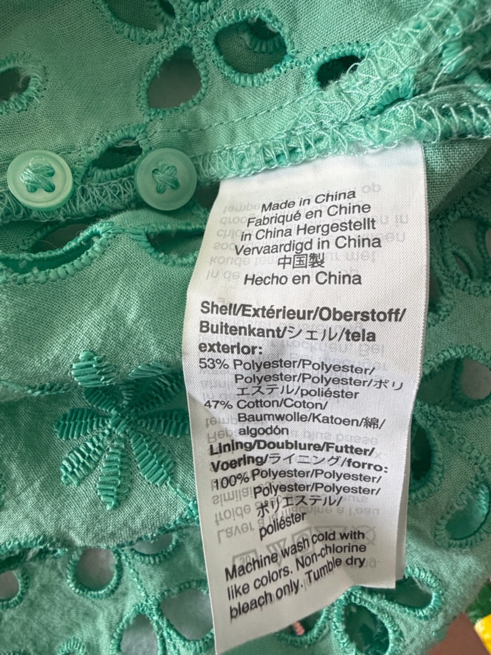 J. Crew Women’s Mint Crochet Green Eyelet Button-Down Shirt- Size 6 - Picture 10 of 10